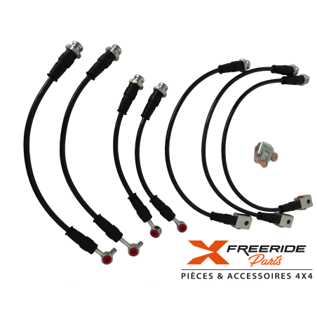 Kit 7 flexibles de frein aviation +10cm pour Patrol Y61