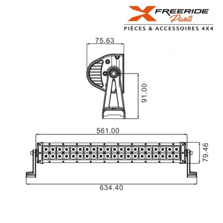 Rampe LED droite de 22" de 120W. Avec une très bonne finition, aluminium de qualité.