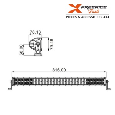 Rampe LED droite de 32" de 180W. Avec une très bonne finition, aluminium de qualité.