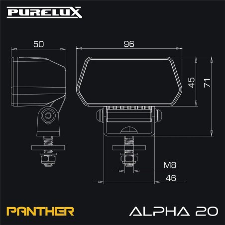 Feu additionnel Purelux Panther Alpha 20 - 10 cm / 20W / Spot