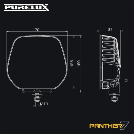 Feu additionnel Purelux Panther 7 Blanc - Round / 18 cm / 128W