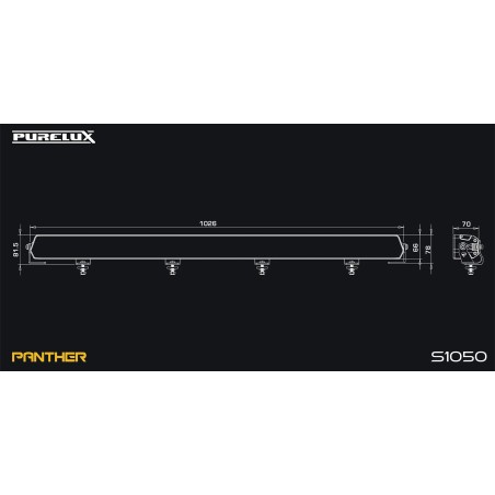 Barre LED Purelux Panther S1050 - Droite / 103 cm / 432 W