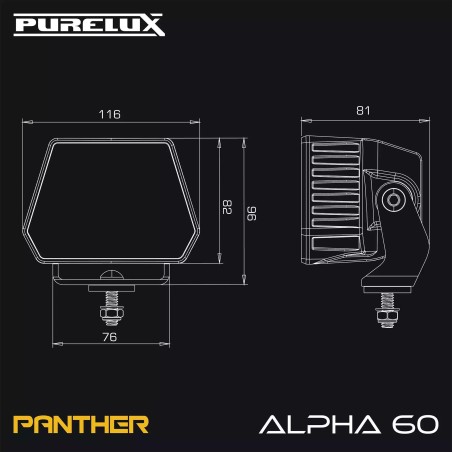 Feu de travail Purelux Panther Alpha 60 - 12 cm / 60 W / Faisceau large, 4000 K