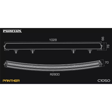 Barre LED Purelux Panther C1050 - Incurvée / 103 cm / 432 W + Faisceau
