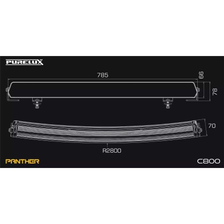 Barre LED Purelux Panther C800 - Incurvée / 79 cm / 324 W
