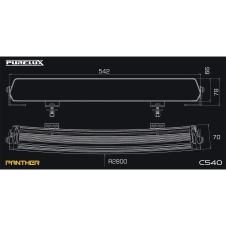 Barre LED Purelux Panther C540 - Incurvée / 54 cm / 216 W