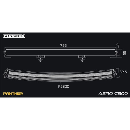 Barre LED Purelux Panther Aero C800 - Incurvée / 78 cm / 162 W