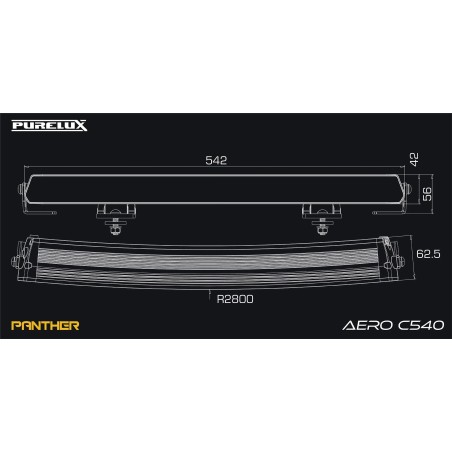 Barre LED Purelux Panther Aero C540 - Incurvée / 54 cm / 108 W