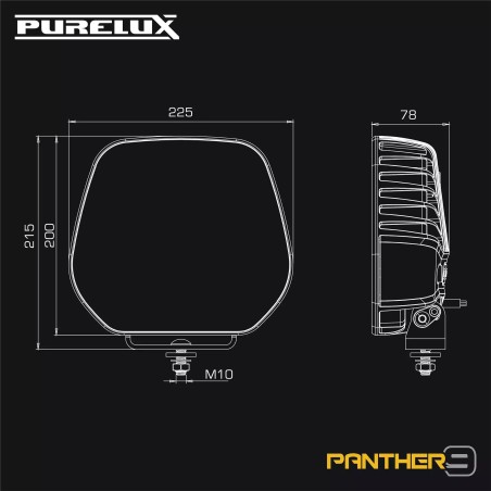 Feu additionnel Purelux Panther 9 - Round / 23 cm / 210W / 2 pcs - Kit Complet