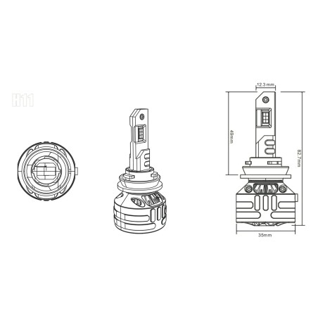 X2 Ampoules LED Purelux Blaze LED, 5000 lm, H8/H9/H11