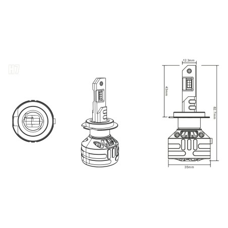 X2 Ampoules LED Purelux Blaze LED, 5000 lm, H7, 6000 K