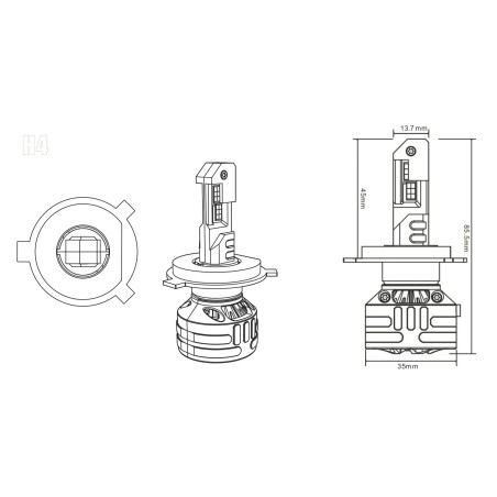 X2 Ampoules LED Purelux Blaze LED, 5000 lm, H4, 6000 K