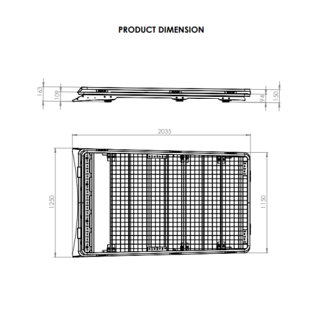 Galerie de toit F4X4 pour Toyota Land Cruiser KDJ150 13-17
Version plate