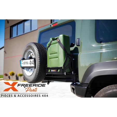Support de jerrican 30L pour Suzuki Jimny 4 adapté au pare-chocs F4X4.