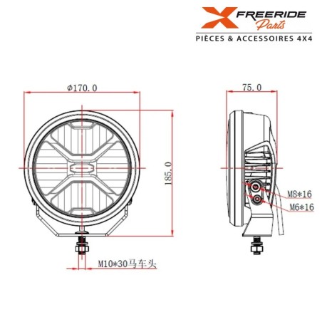 Phare LED puissant 80W homologué Osram, avec 2 intensités de lumière! Nouveau design avec couleur orange/ambré ou blanche.