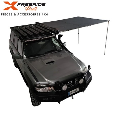 Auvent pliable avec structure de fixation facile et rapide à déployer, de 2.5M de large x 3M ouvert. De très bonne qualité