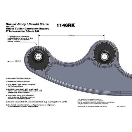 Kit complet silent blocs excentrique pour Suzuki Jimny 1998-2018 et à partir de 2018