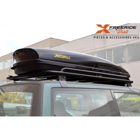 Coffre de toit Raptor4x4 en ABS laqué GLOSS BLACK d'une capacité de 460 litres