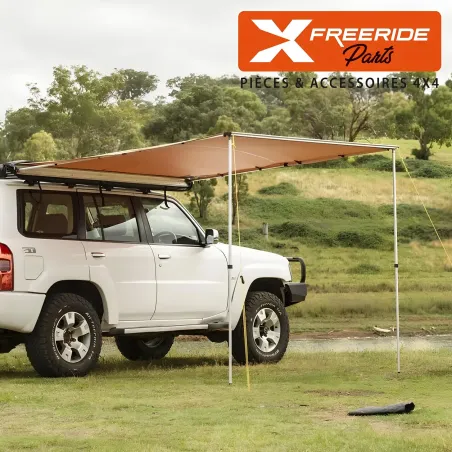 Auvent pliable avec structure de fixation facile et rapide à déployer, de 2.5M de large x 2,5M ouvert. De très bonne qualité