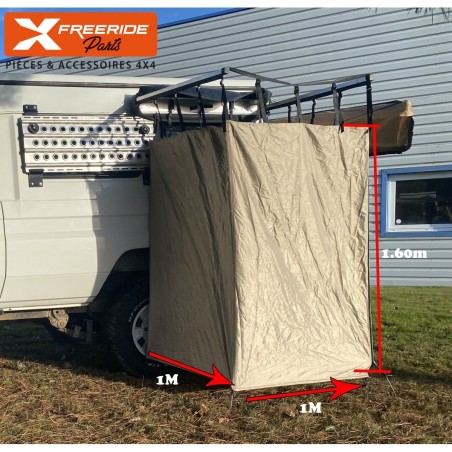 Cabine de douche avec armature se fixant comme un auvent