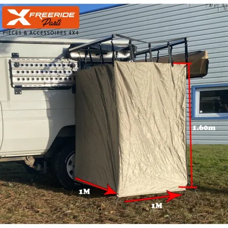 Cabine de douche avec armature se fixant comme un auvent