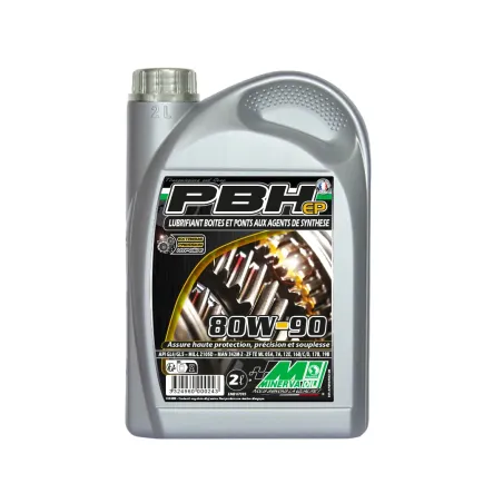 L'huile Minerva PBH EP 80W-90 et 85W-140 est adaptés à la lubrification d'engrenages (boîtes, ponts, réducteurs...).
2L