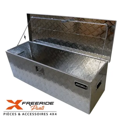 Caisse de rangement en aluminium strié de 2 mm d'épaisseur. Dimensions 1120X380X380 mm