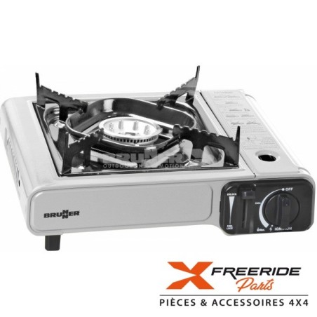 Réchaud Brunner COOKER DEVIL avec allumage piezo-éléctrique integré et bruleurs en aluminium. Flux du gaz réglable