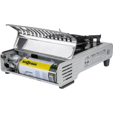 Réchaud Brunner COOKER DEVIL avec allumage piezo-éléctrique integré et bruleurs en aluminium. Flux du gaz réglable