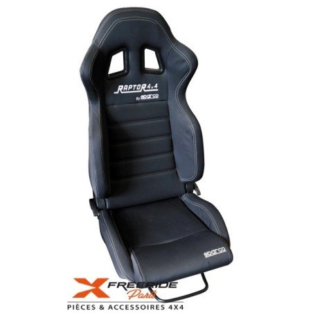 Siège semi baquet Sparco sport anatomique en tissu respirant noir avec surpiqûres blanches, rabattable