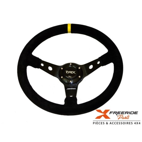 Volant tulipé 14" sport Raptor4x4 en aluminium 5mm
Revêtement daim

Couleur noir