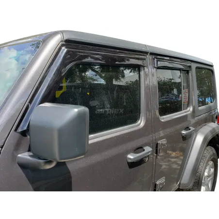 Jeu 4 déflecteurs vitre avant et arrière Jeep Wrangler JL et Gladiator JT
