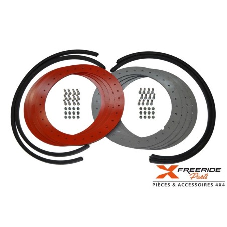 Kit complet de cerclages Beadlock 17" a souder pour 4 jantes en acier