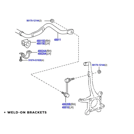 Kit barre stabilisatrice avant fixe Toyota KDJ15 GDJ15 N4-Offroad - remplacement KDSS