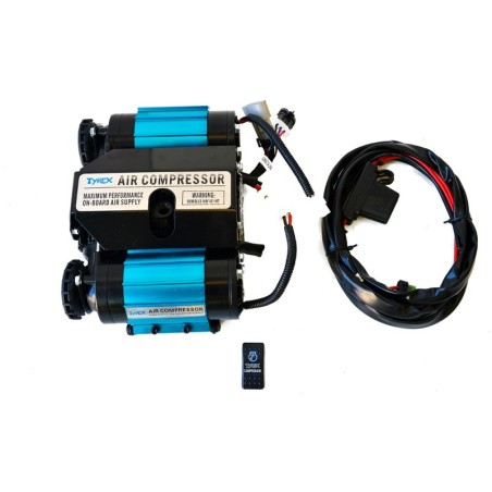 Compresseur TWIN Tyrex 12V complet de câblage électrique, adapté au fonctionnement des blocages de différentiel