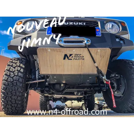 Ski de protection avant en aluminium de 8mm pour Suzuki Jimny après 2018 avec pare chocs N4-Offroad