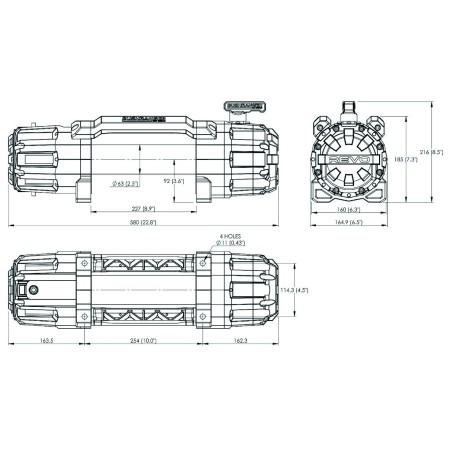 "BUSHRANGER" Treuil Electrique WATERPROOF avec CABLE EN ACIER 4500 KG
