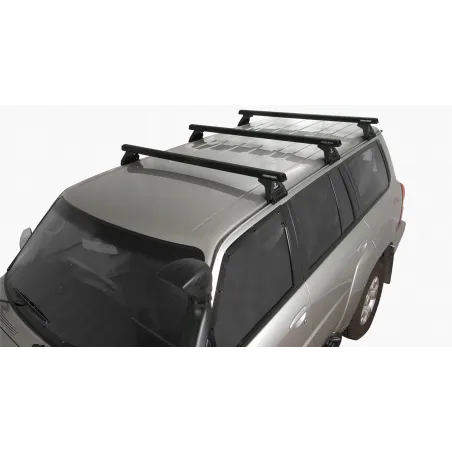 Kit 3 barres de toit noire 1375mm Heavy Duty RL110 Trackmount Nissan Patrol Y61 1997-2017