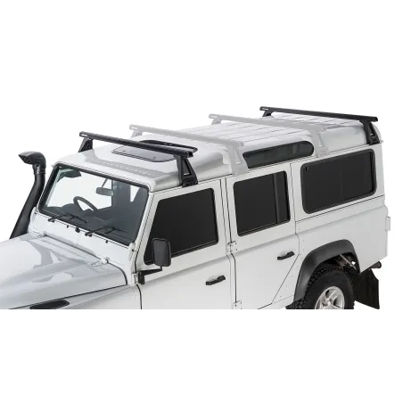 Kit 2 barres de toit noire Heavy Duty 1500mm avec pieds RL210 Land Rover Defender