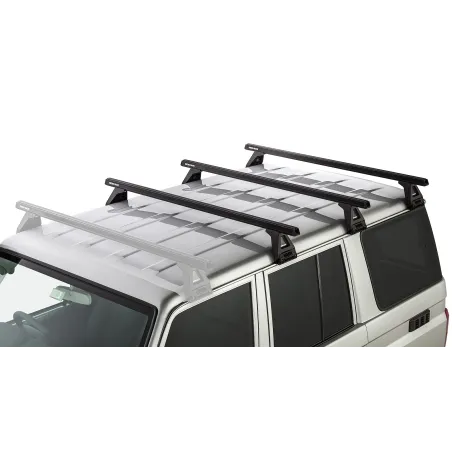 Kit 3 barres de toit noire Heavy Duty 1500mm avec pieds RL150 Toyota Land Cruiser série 76 2007-
