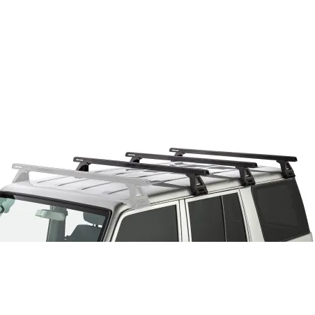 Kit 3 barres de toit noire Heavy Duty 1500mm avec pieds RL150 Toyota Land Cruiser série 76 2007-