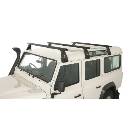 Kit 3 barres de toit noire Heavy Duty 1500mm avec pieds RL210 Land Rover Defender