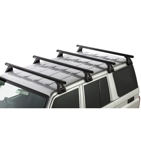 Kit 4 barres de toit noire Heavy Duty 1500mm avec pieds RL150 Toyota Land Cruiser série 76 2007-
