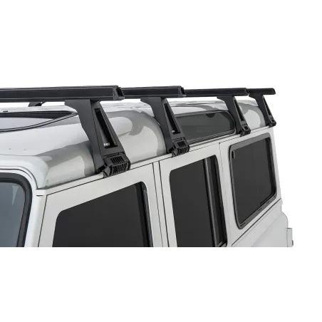 Kit 4 barres de toit noire Heavy Duty 1500mm avec pieds RL210 Land Rover Defender 110 1993-2020