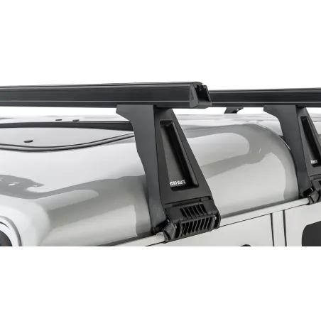 Kit 4 barres de toit noire Heavy Duty 1500mm avec pieds RL210 Land Rover Defender 110 1993-2020