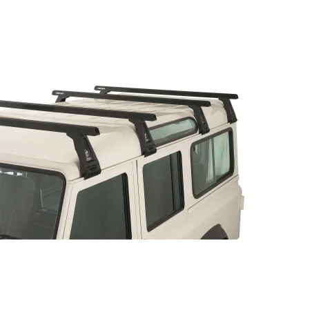 Kit 4 barres de toit noire Heavy Duty 1500mm avec pieds RL210 Land Rover Defender 110 1993-2020