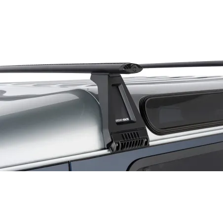 Kit 2 barres de toit noire Vortex 1500mm avec pieds RL210 Land Rover Defender