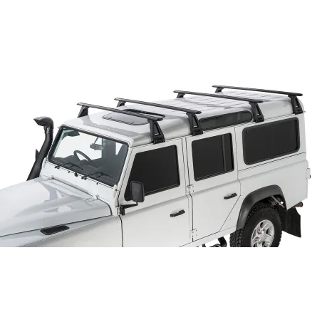 Kit 4 barres de toit noire Vortex 1500mm avec pieds RL210 Land Rover Defender 110 1993-2020