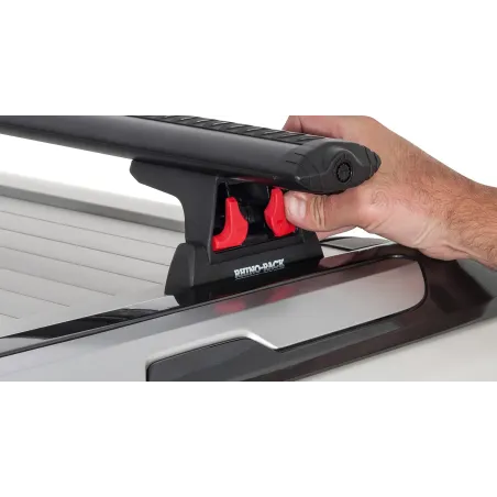 Kit 2 barres de toit noire Vortex 1500mm avec pieds RLT600 Ford Ranger Wildtrak T6-T7-T8 2012-2022