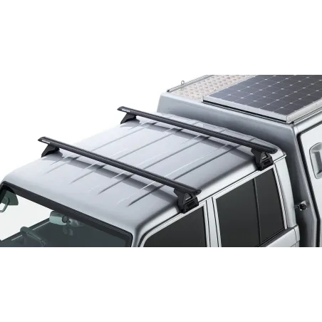 Kit 2 barres de toit noire Vortex 1500mm avec pieds RL110 Toyota Land Cruiser série 79 2007-
